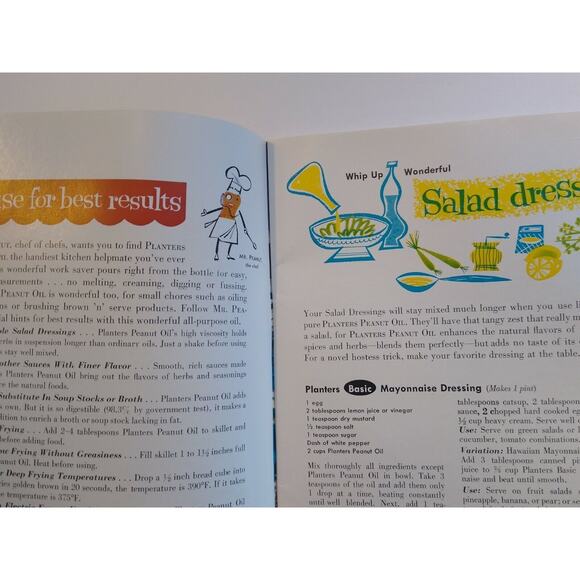 Mr Peanut Planters Original 1955 Cookbook Mister Nut In Chefs Hat Apron Vintage - Picture 7 of 12